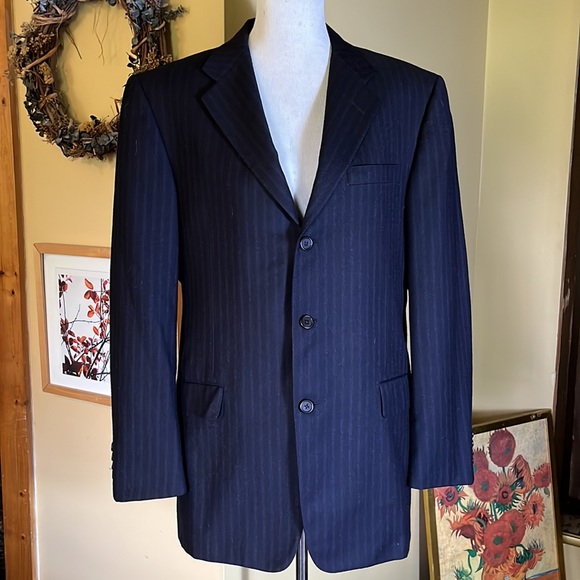 Vtg HICKEY FREEMAN Size 41 REG Classic Navy 100% Wool 